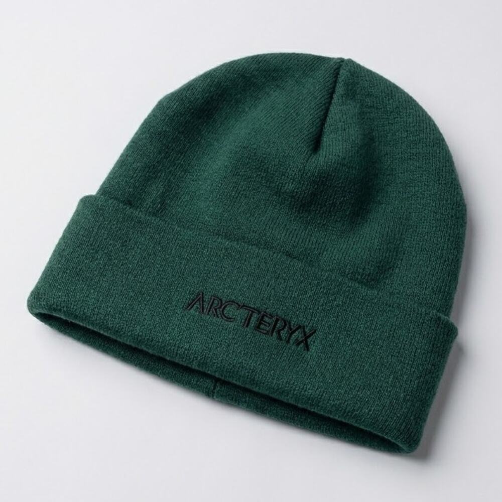 Arc'teryx Embroidered Logo Beanie Hat Forest Green Gorpcore Knit Toque